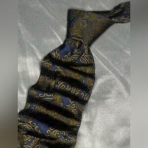 Men’s Fendi Gold Blue Green Floral Geometric Regular Designer Silk Italy Tie